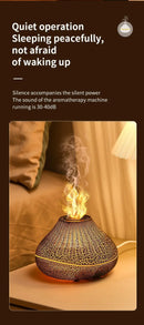 Flame Effect Aroma Diffuser Ultrasonic Humidifier with LED Color Light Mist Maker Quiet Atomizer Air Purifier for Home Office