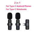 2 In 1 Wireless Lavalier Microphone Portable Audio Video Recording Mini Mic For Ios Android Live Broadcast Gaming Phone Mikrofo