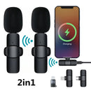 2 In 1 Wireless Lavalier Microphone Portable Audio Video Recording Mini Mic For Ios Android Live Broadcast Gaming Phone Mikrofo